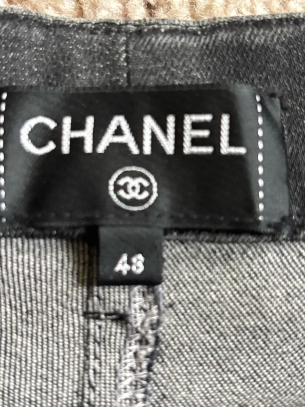CHANEL Black Skinny Jeans with Subtle CC Motif